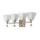 Lucas & McKearn Star 4-Light Antique Silver Leaf Bar Light With Water Glass Shade and Star Gold Accent