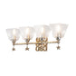 Lucas & McKearn Star 4-Light Antique Silver Leaf Bar Light With Water Glass Shade and Star Gold Accent