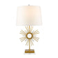 Lucas & McKearn Sun King 31" Gold Buffet Table Lamp With Cream Fabric Drum Shade and Quartz Points On Crystal Glass Base