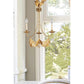 Lucas & McKearn Sweet Olive 3-Light Distressed Gold Chandelier With Gold Leaf and Crystal Accent