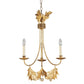 Lucas & McKearn Sweet Olive 3-Light Distressed Gold Chandelier With Gold Leaf and Crystal Accent