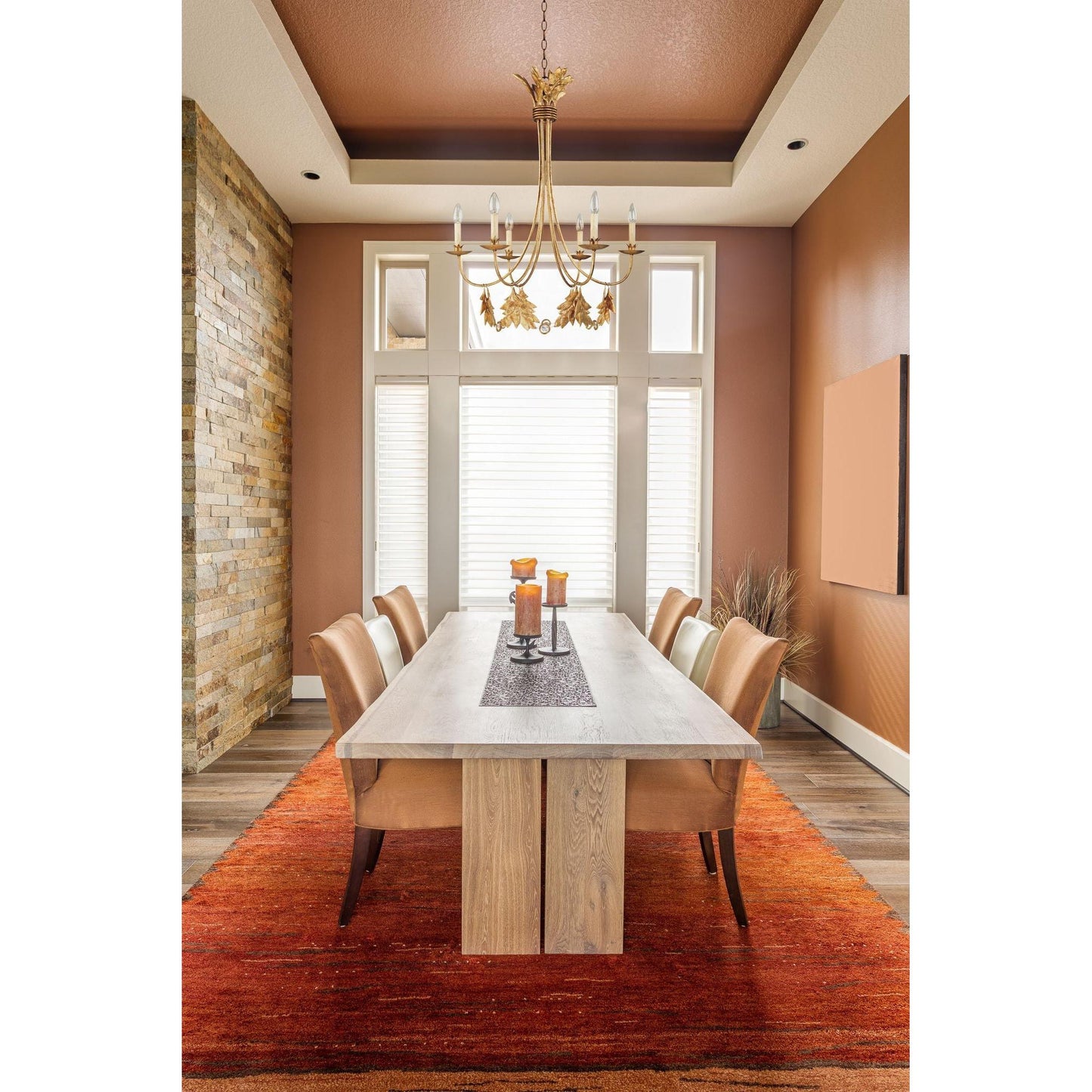 Lucas & McKearn Sweet Olive 6-Light Distressed Gold Chandelier With Gold Leaf and Crystal Accent