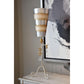 Lucas & McKearn Tivoli 38" Silver Buffet Table Lamp With Cone-Shape Shade and Gold Leaf & Cream Striped Stem