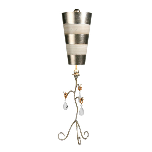 Lucas & McKearn Tivoli 38" Silver Buffet Table Lamp With Cone-Shape Shade and Gold Leaf & Cream Striped Stem
