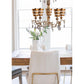 Lucas & McKearn Tivoli 5-Light Gold Chandelier With Inverted Cone-Shaped Cream Striped Shade and Silver Accent