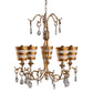 Lucas & McKearn Tivoli 5-Light Gold Chandelier With Inverted Cone-Shaped Cream Striped Shade and Silver Accent