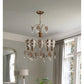Lucas & McKearn Tivoli 5-Light Silver Chandelier With Inverted Cone-Shaped Cream Striped Shade and Gold Accent
