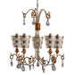 Lucas & McKearn Tivoli 5-Light Silver Chandelier With Inverted Cone-Shaped Cream Striped Shade and Gold Accent