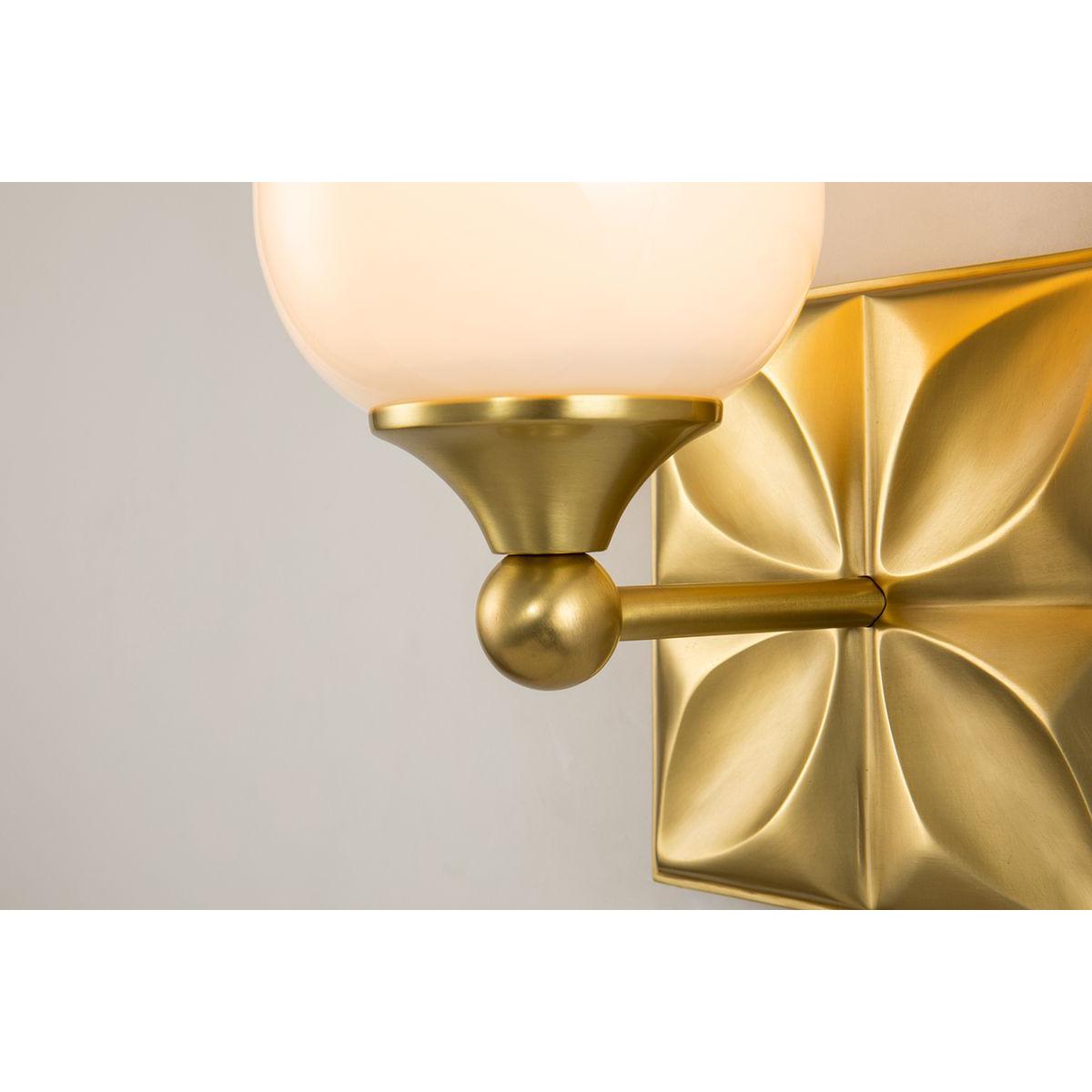 Lucas & McKearn Trellis 1-Light Aged Brass Wall Light With Tulip Shape White Opal Glass Shade