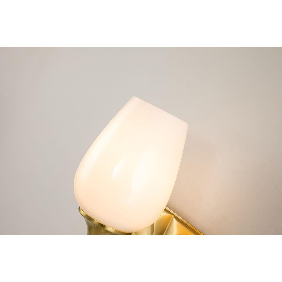 Lucas & McKearn Trellis 1-Light Aged Brass Wall Light With Tulip Shape White Opal Glass Shade