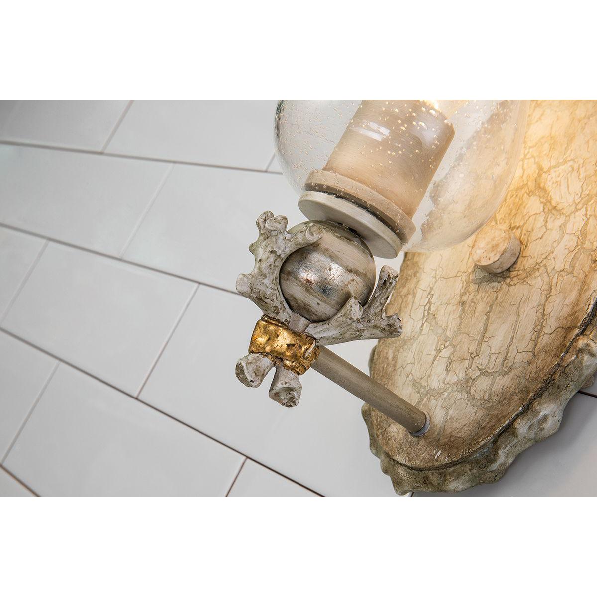Lucas & McKearn Trellis 1-Light Cream & Silver Hand-Painted Wall Light With Gold and Silver Orb Accent