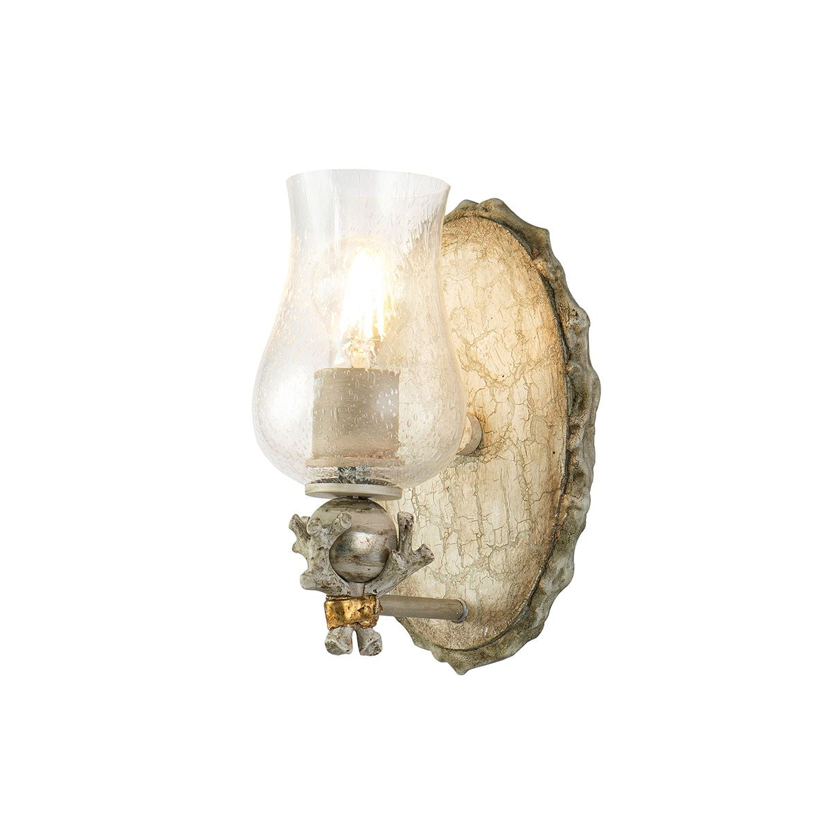 Lucas & McKearn Trellis 1-Light Cream & Silver Hand-Painted Wall Light With Gold and Silver Orb Accent
