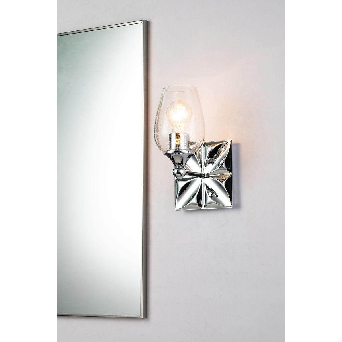 Lucas & McKearn Trellis 1-Light Polished Chrome Wall Light With Tulip Shape Clear Glass Shade