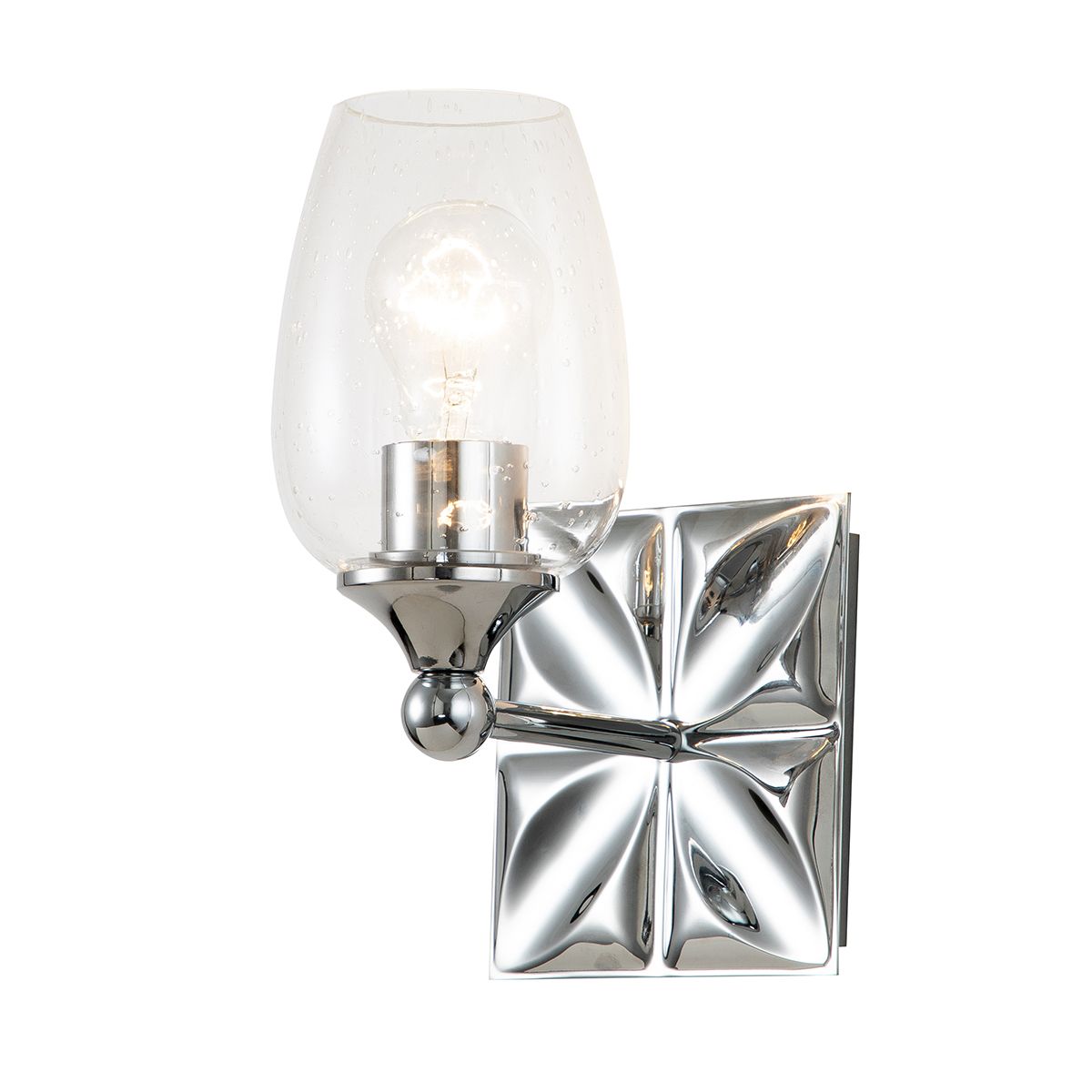 Lucas & McKearn Trellis 1-Light Polished Chrome Wall Light With Tulip Shape Clear Glass Shade