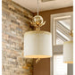 Lucas & McKearn Trellis 1-Light Silver Leaf Pendant With Creamy Ivory Cylinder Drum Shade