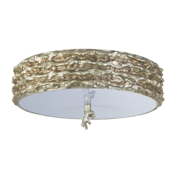 Lucas & McKearn Trellis 16" Round Silver Flush Mount Lighting With Frosted Glass Diffuser