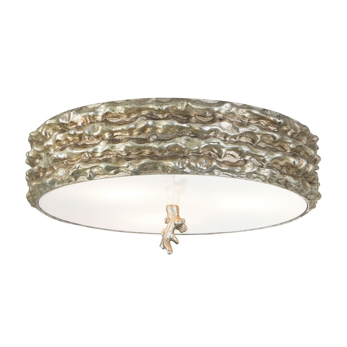 Lucas & McKearn Trellis 16" Round Silver Flush Mount Lighting With Frosted Glass Diffuser