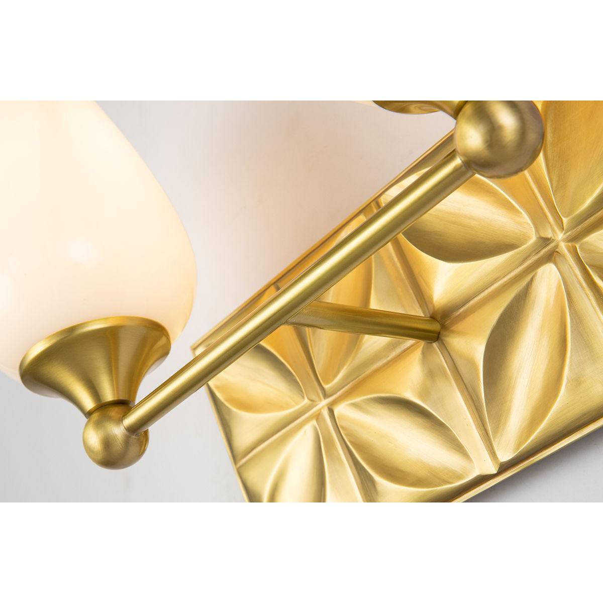 Lucas & McKearn Trellis 2-Light Aged Brass Wall Light With Tulip Shape White Opal Glass Shade