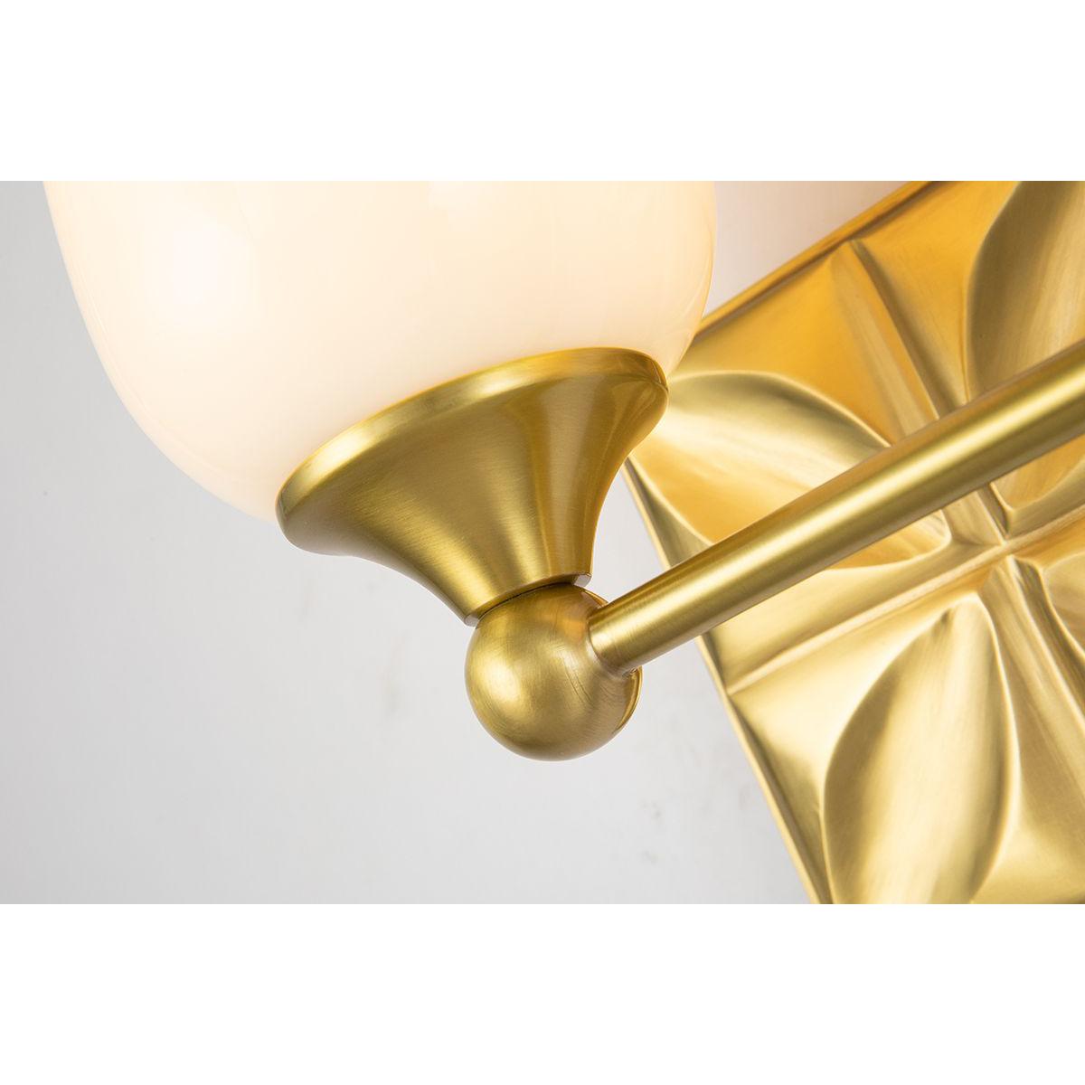 Lucas & McKearn Trellis 2-Light Aged Brass Wall Light With Tulip Shape White Opal Glass Shade