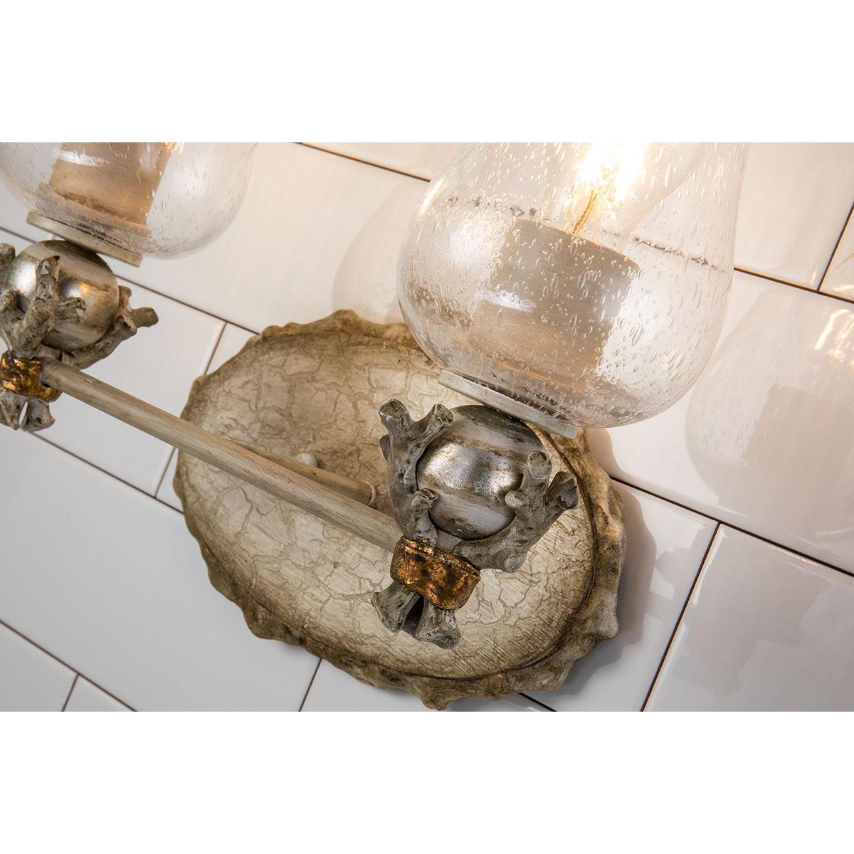 Lucas & McKearn Trellis 2-Light Cream & Silver Hand-Painted Wall Light With Gold and Silver Orb Accent