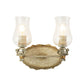 Lucas & McKearn Trellis 2-Light Cream & Silver Hand-Painted Wall Light With Gold and Silver Orb Accent