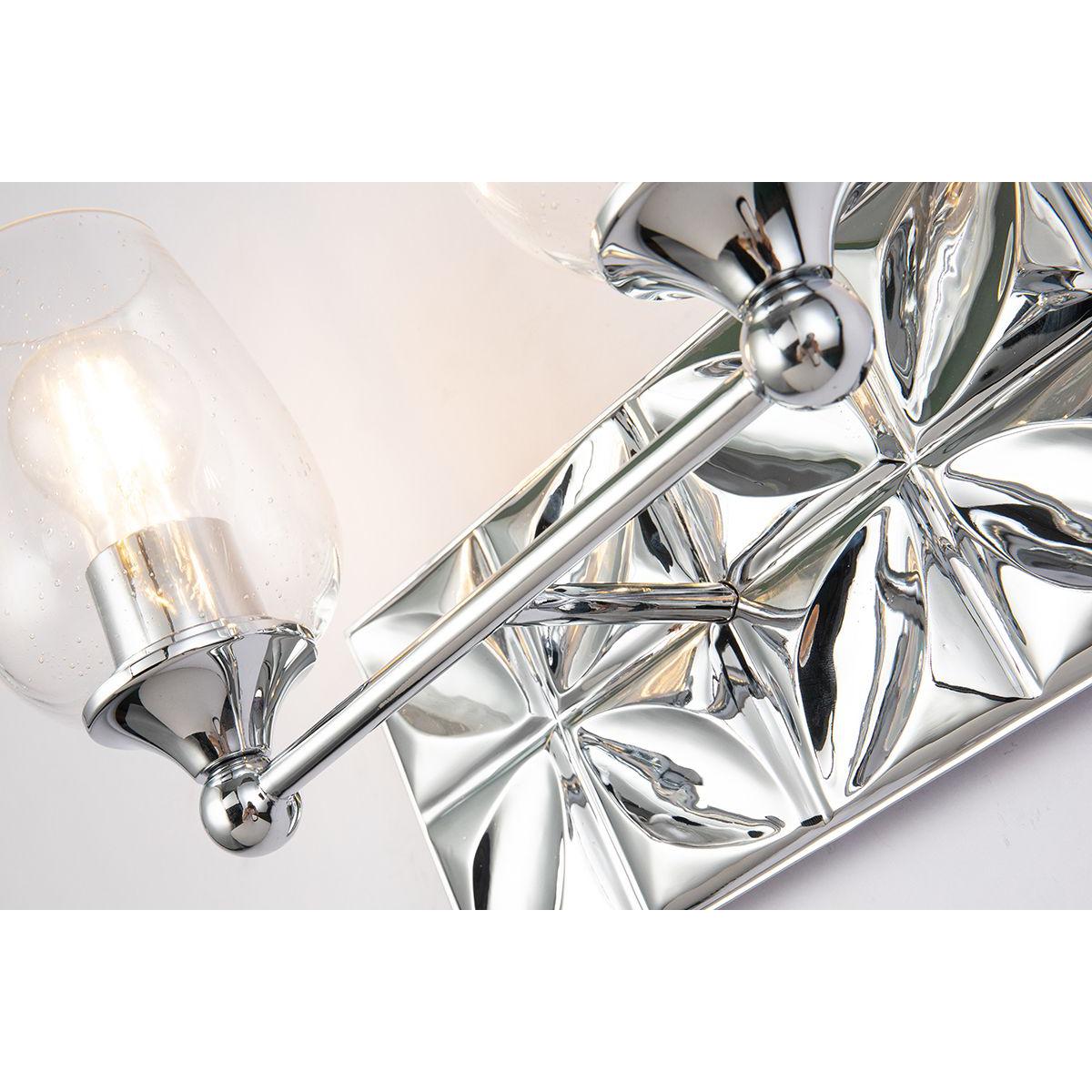 Lucas & McKearn Trellis 2-Light Polished Chrome Wall Light With Tulip Shape Clear Glass Shade
