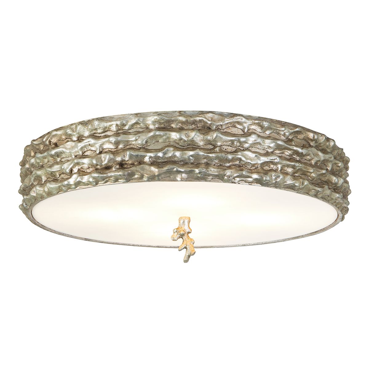 Lucas & McKearn Trellis 20" Round Silver Flush Mount Lighting With Frosted Glass Diffuser