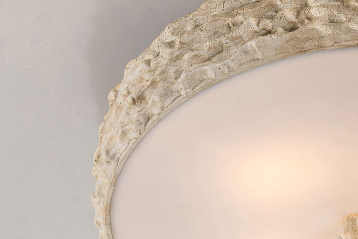 Lucas & McKearn Trellis 20" Round White And Beige Flush Mount Lighting With Frosted Glass Diffuser