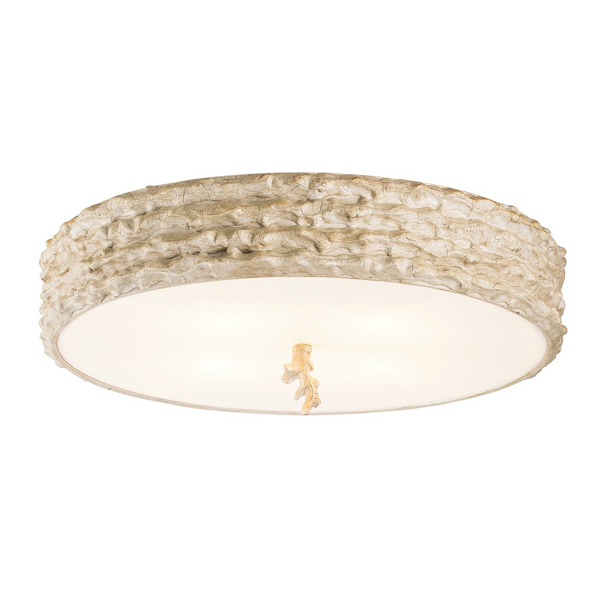 Lucas & McKearn Trellis 20" Round White And Beige Flush Mount Lighting With Frosted Glass Diffuser