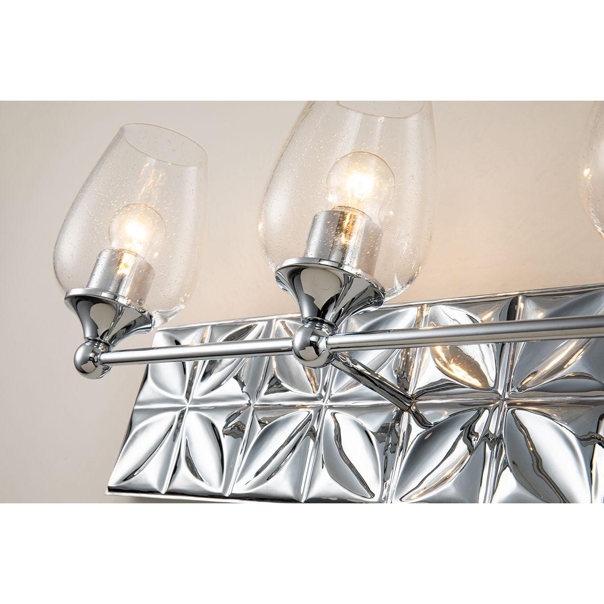 Lucas & McKearn Trellis 3-Light Polished Chrome Wall Light With Tulip Shape Clear Glass Shade