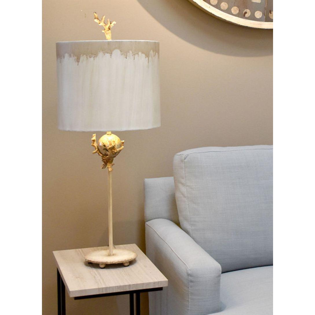 Lucas & McKearn Trellis 31" Gold and Silver Table Lamp With Drum-Shaped Shade and Gold Accents