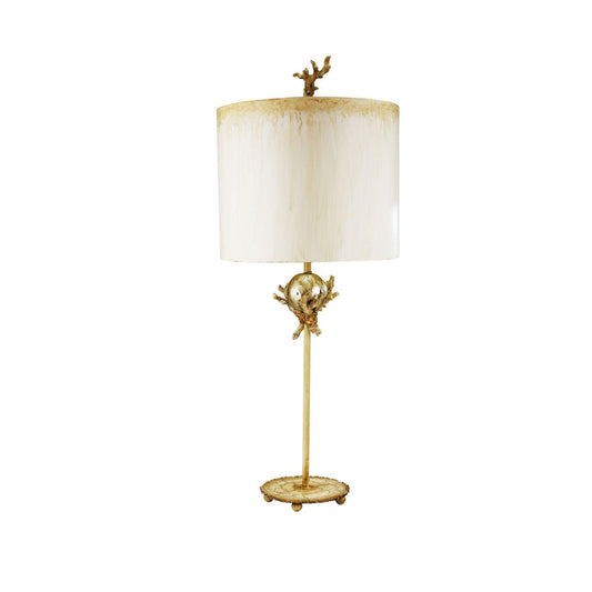 Lucas & McKearn Trellis 31" Gold and Silver Table Lamp With Drum-Shaped Shade and Gold Accents