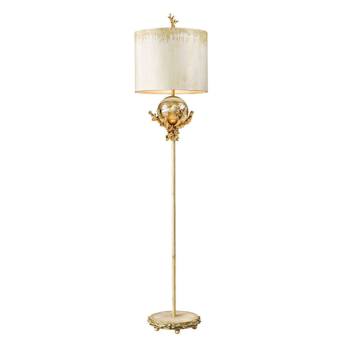 Lucas & McKearn Trellis 64" Neutral Putty Base And Stem Floor Lamp With Silver Leaf Orb Element