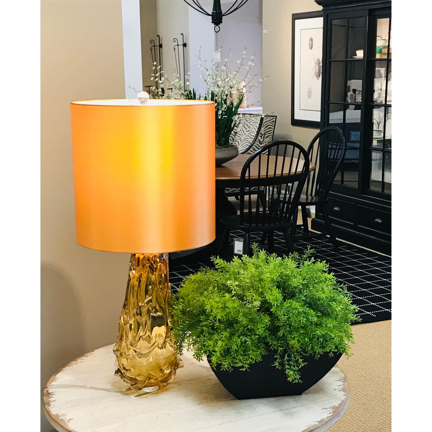 Lucas & McKearn Valencia 30" Orange Retro Accent Table Lamp With Clear Amber Glass and French Wire