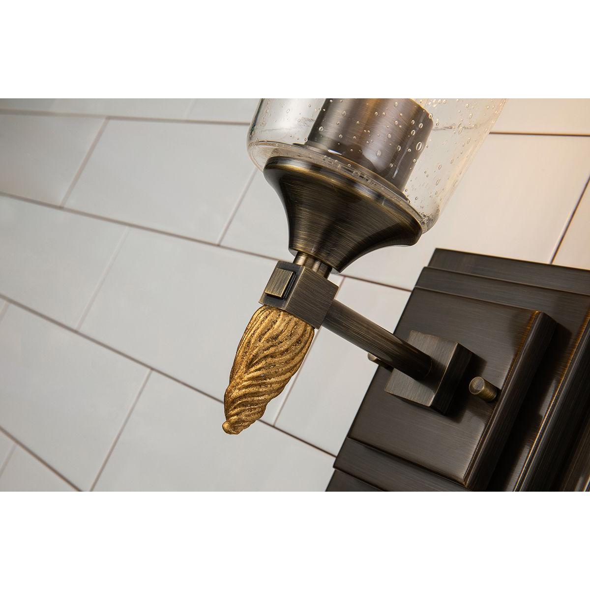 Lucas & McKearn Vetiver 1-Light Dark Bronze Wall Light With Acorn-Gold Accent