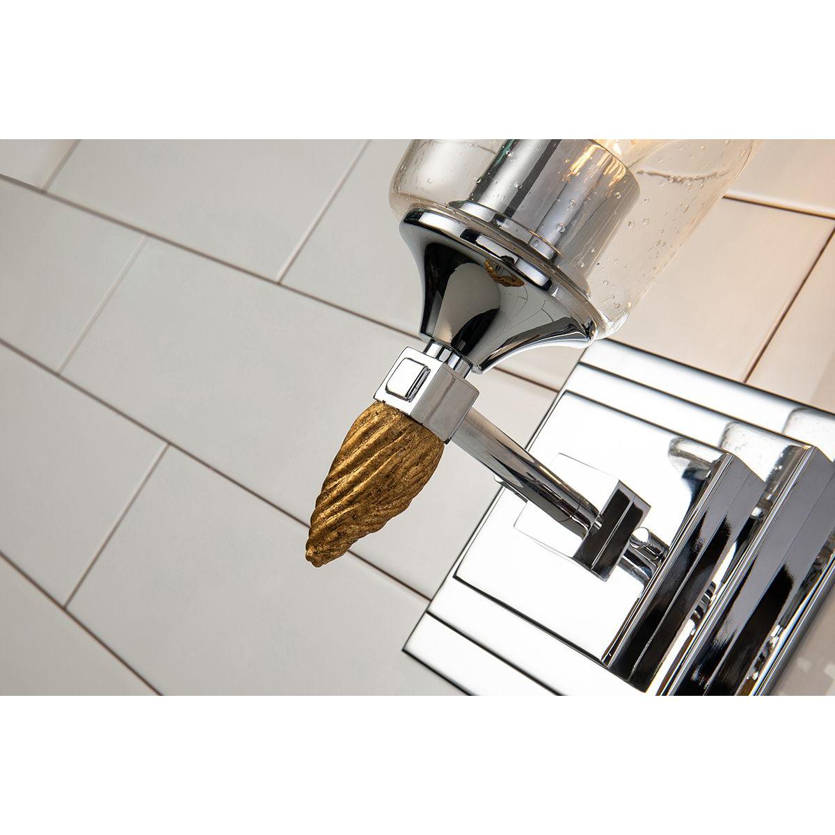 Lucas & McKearn Vetiver 1-Light Polished Chrome Wall Light With Acorn-Gold Accent