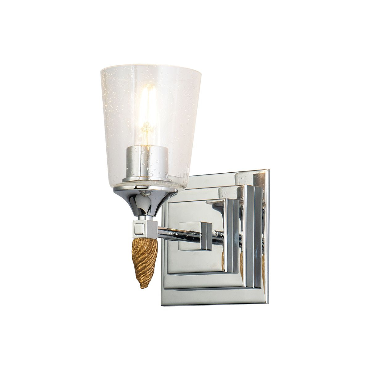 Lucas & McKearn Vetiver 1-Light Polished Chrome Wall Light With Acorn-Gold Accent