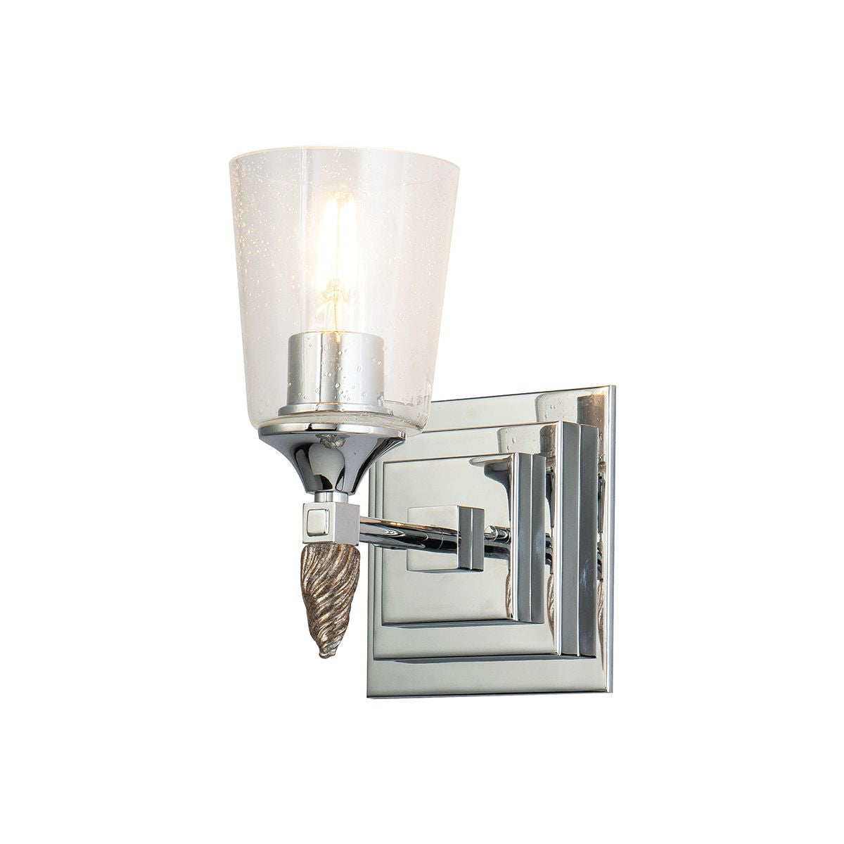 Lucas & McKearn Vetiver 1-Light Polished Chrome Wall Light With Acorn-Silver Accent