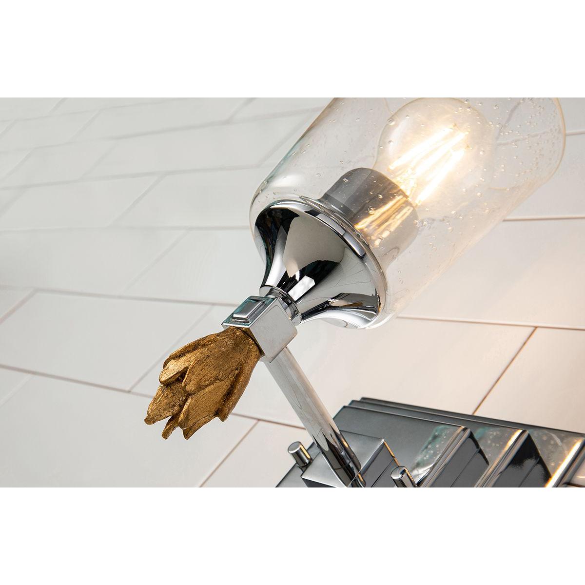 Lucas & McKearn Vetiver 1-Light Polished Chrome Wall Light With Flamed-Gold Accent