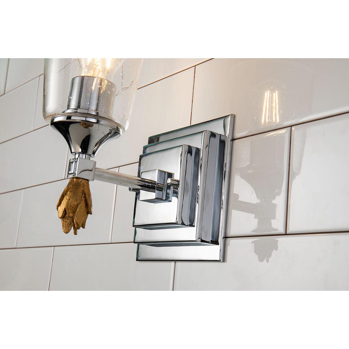 Lucas & McKearn Vetiver 1-Light Polished Chrome Wall Light With Flamed-Gold Accent