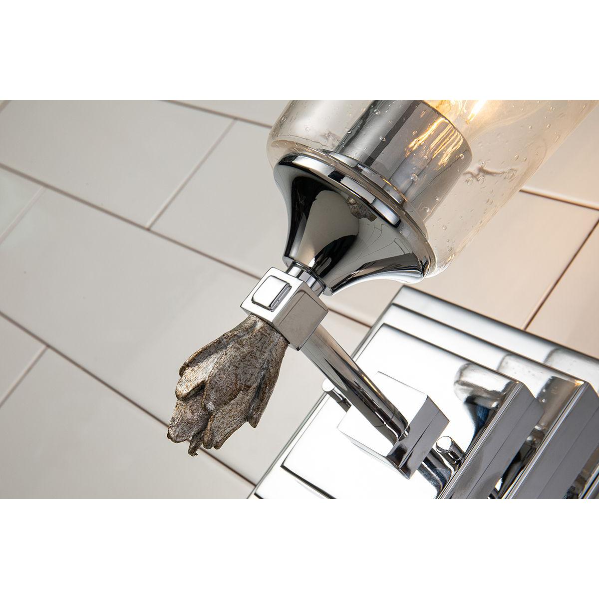 Lucas & McKearn Vetiver 1-Light Polished Chrome Wall Light With Flamed-Silver Accent