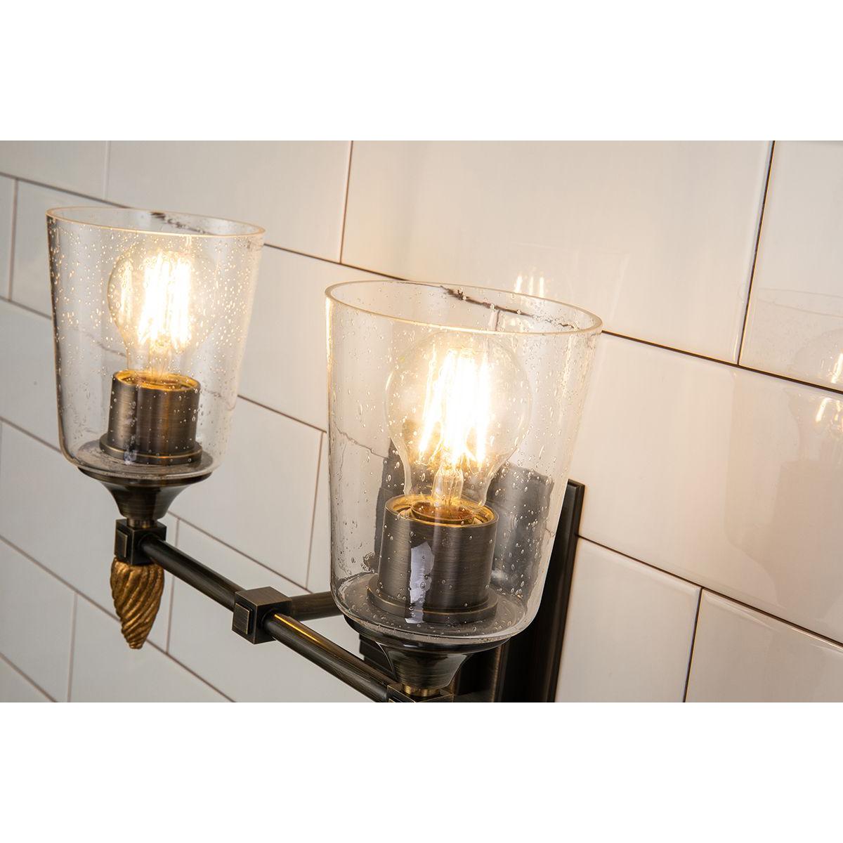 Lucas & McKearn Vetiver 2-Light Dark Bronze Wall Light With Acorn-Gold Accent
