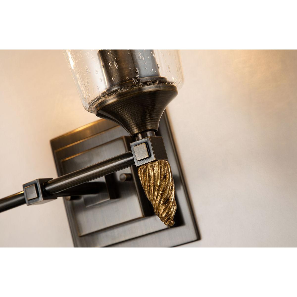 Lucas & McKearn Vetiver 2-Light Dark Bronze Wall Light With Acorn-Gold Accent