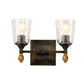 Lucas & McKearn Vetiver 2-Light Dark Bronze Wall Light With Flamed-Gold Accent