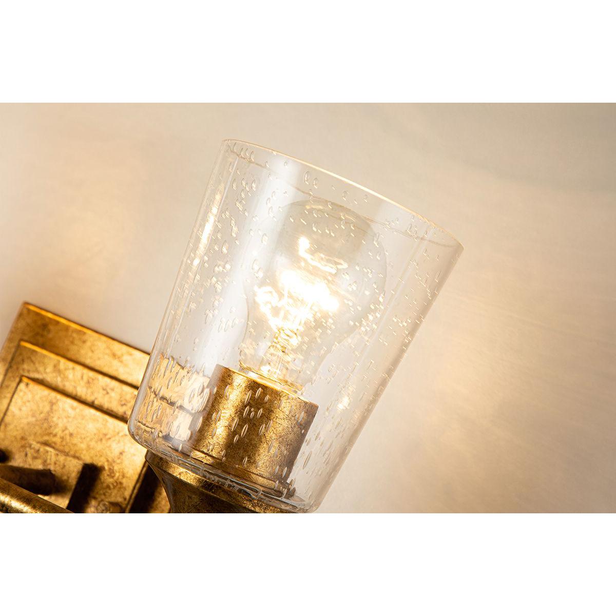 Lucas & McKearn Vetiver 2-Light Gold Leaf Wall Light With Acorn-Gold Accent