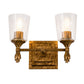 Lucas & McKearn Vetiver 2-Light Gold Leaf Wall Light With Flamed-Gold Accent