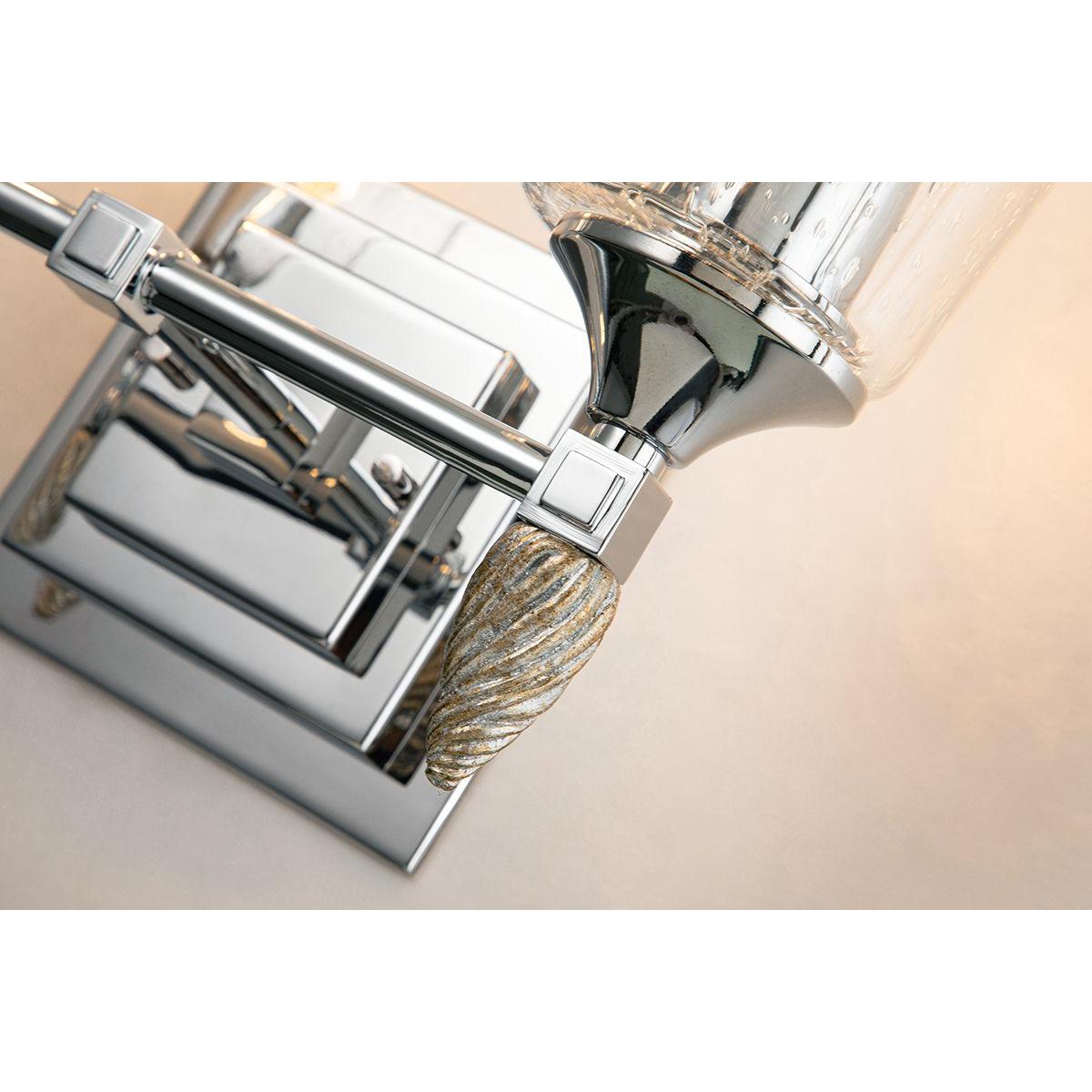 Lucas & McKearn Vetiver 2-Light Polished Chrome Wall Light With Acorn-Silver Accent