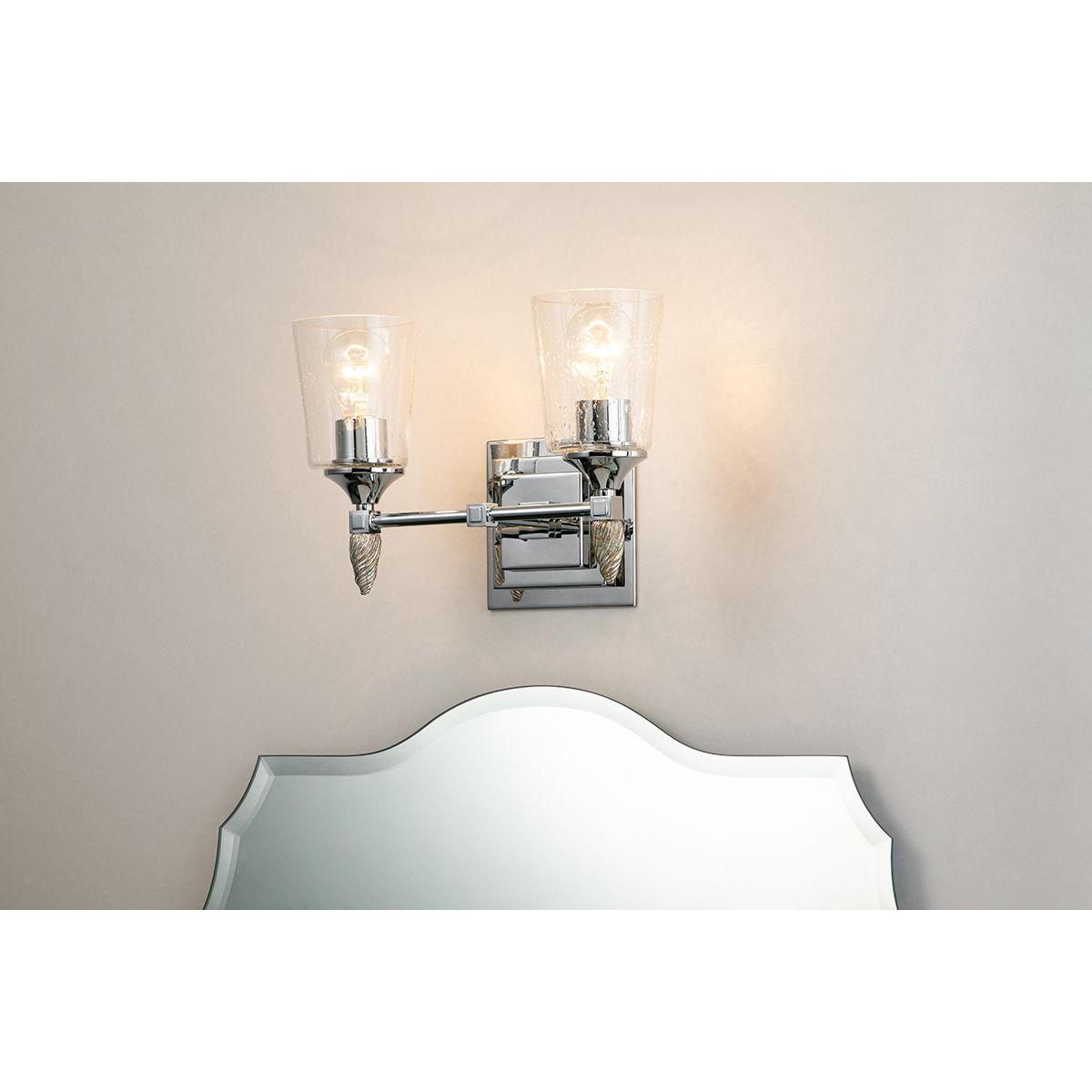 Lucas & McKearn Vetiver 2-Light Polished Chrome Wall Light With Acorn-Silver Accent
