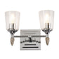 Lucas & McKearn Vetiver 2-Light Polished Chrome Wall Light With Acorn-Silver Accent