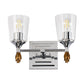 Lucas & McKearn Vetiver 2-Light Polished Chrome Wall Light With Flamed-Gold Accent